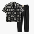 Men's Patterned Shirt and Trousers Set