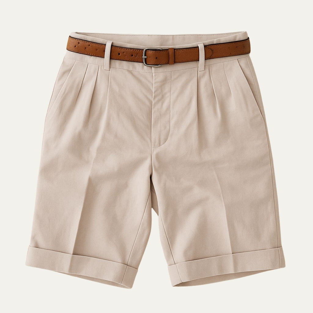 Men's Pleated Turn-Up Bermuda Shorts