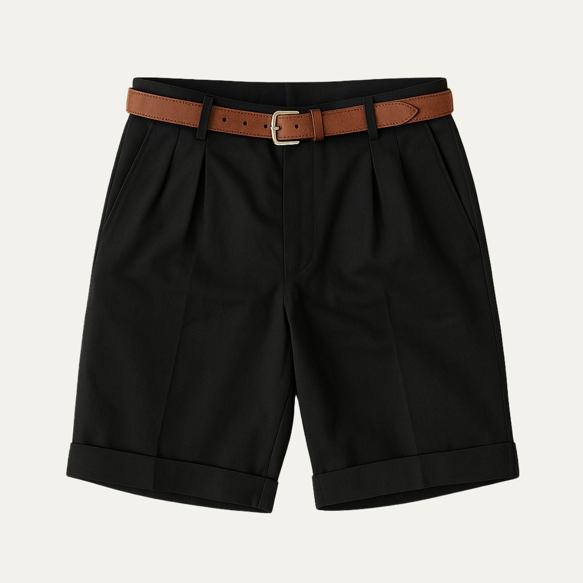 Men's Pleated Turn-Up Bermuda Shorts