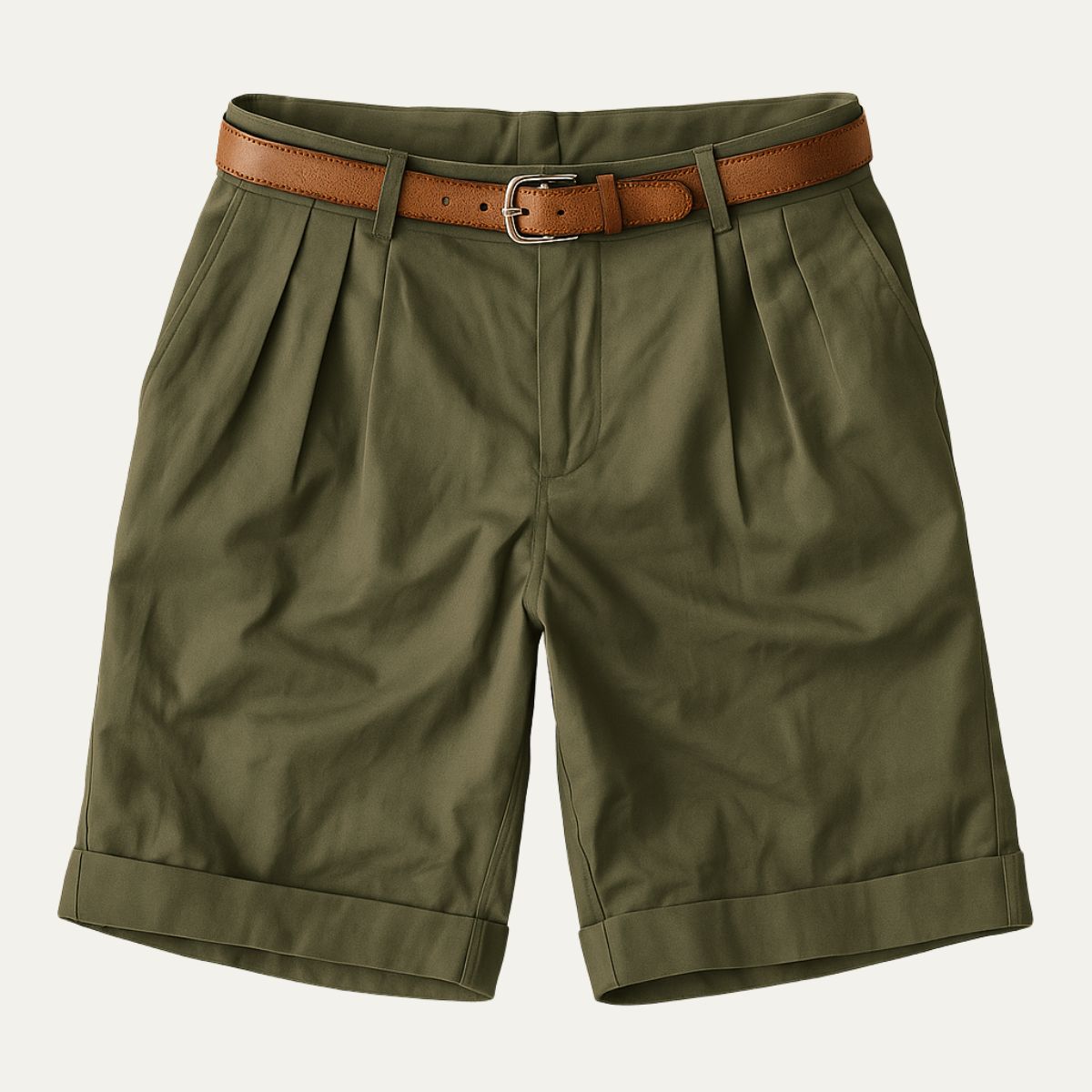 Men's Pleated Turn-Up Bermuda Shorts