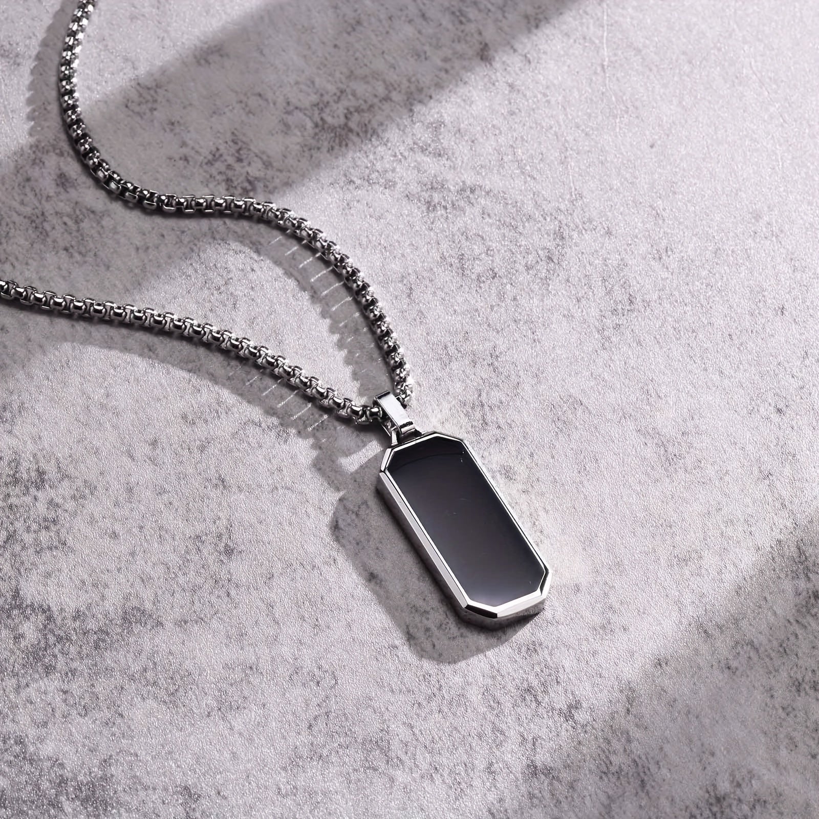 Men's Rectangular Pendant Necklace