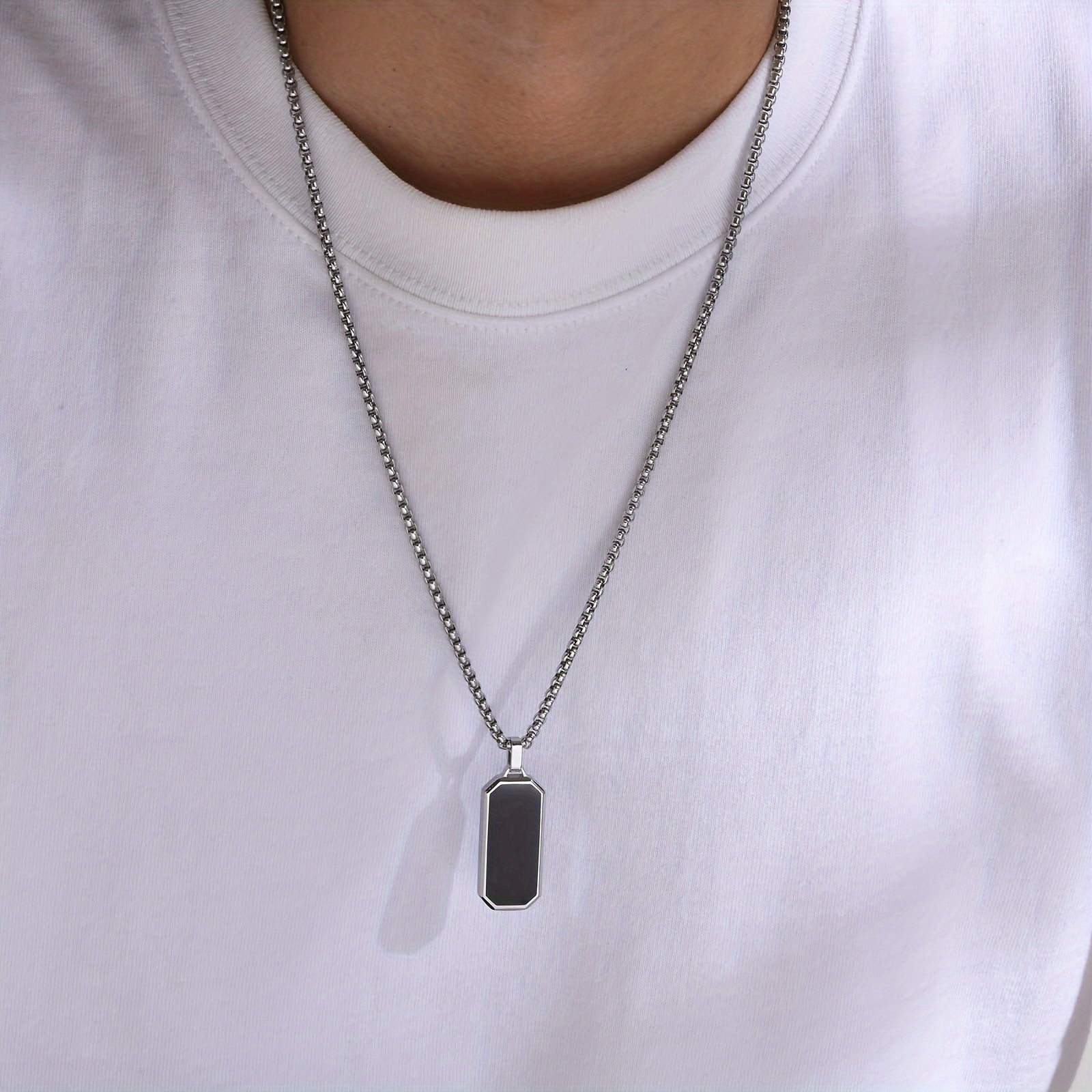 Men's Rectangular Pendant Necklace