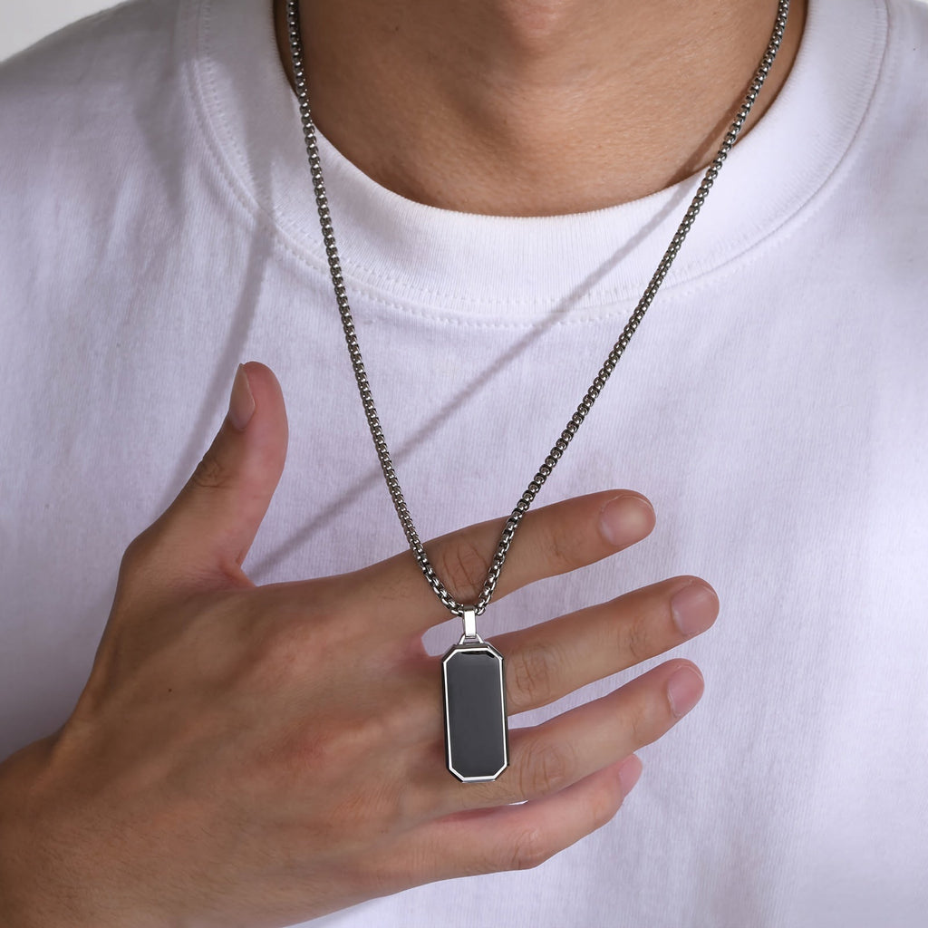 Men's Rectangular Pendant Necklace