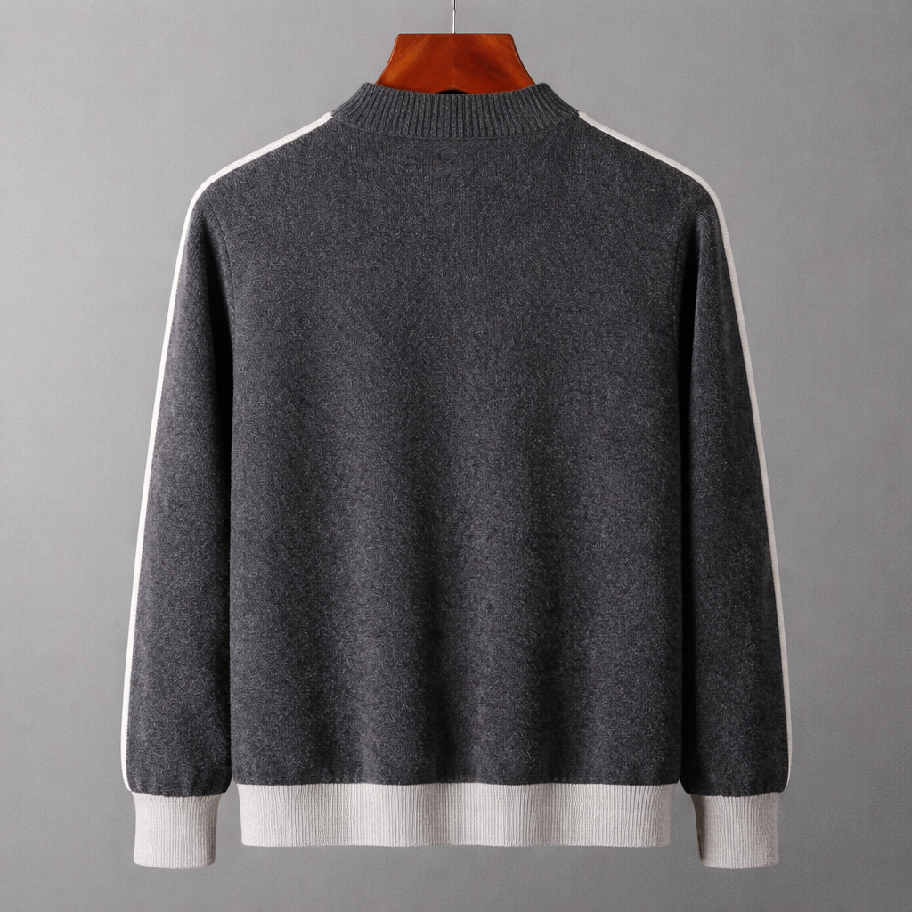Men's Ribbed Collar Zip-Up Jacket