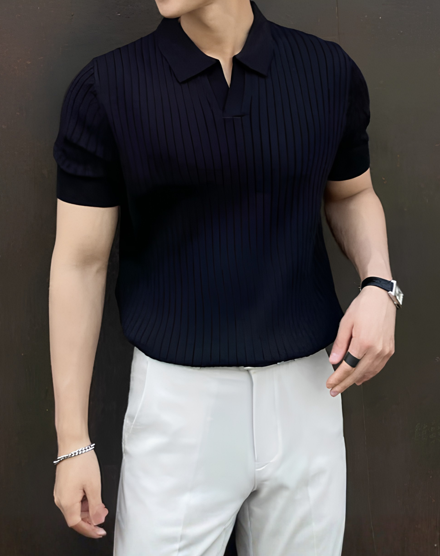 Men's Ribbed Polo Shirt
