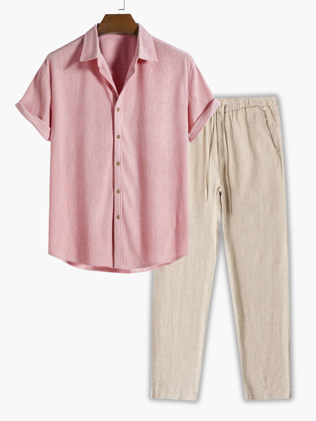 Men's Short Sleeve Shirt and Trousers Set
