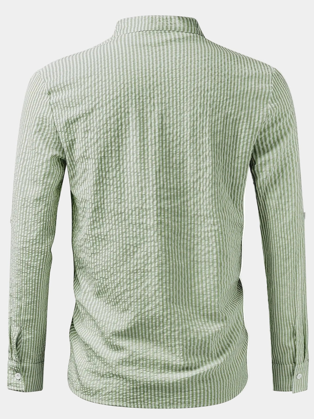 Men's Striped Mandarin Collar Shirt