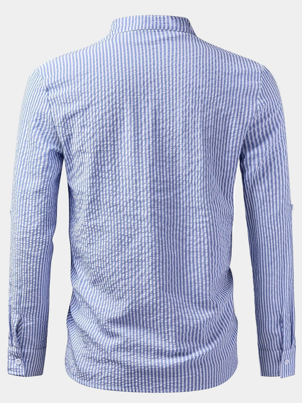 Men's Striped Mandarin Collar Shirt