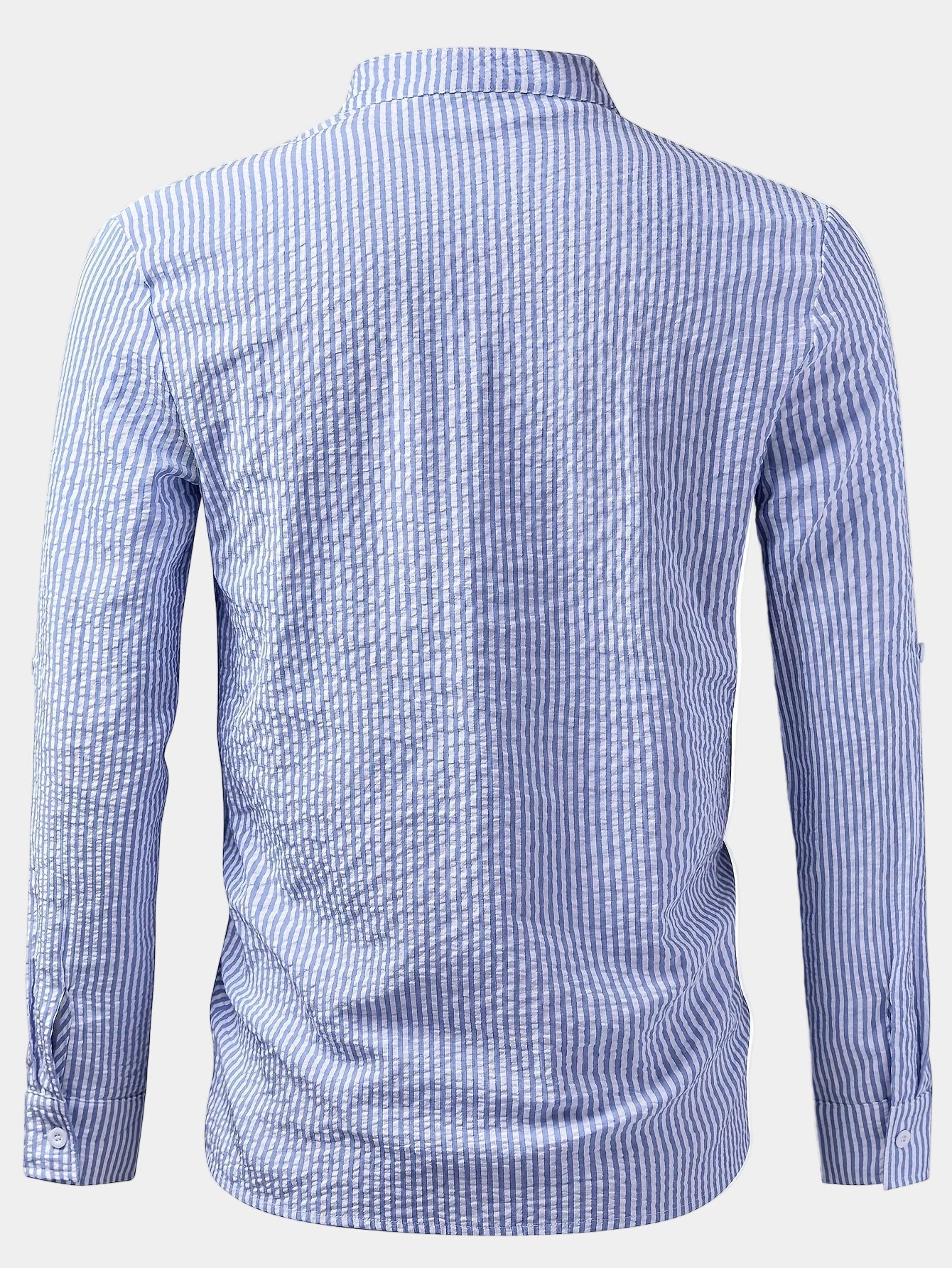 Men's Striped Mandarin Collar Shirt