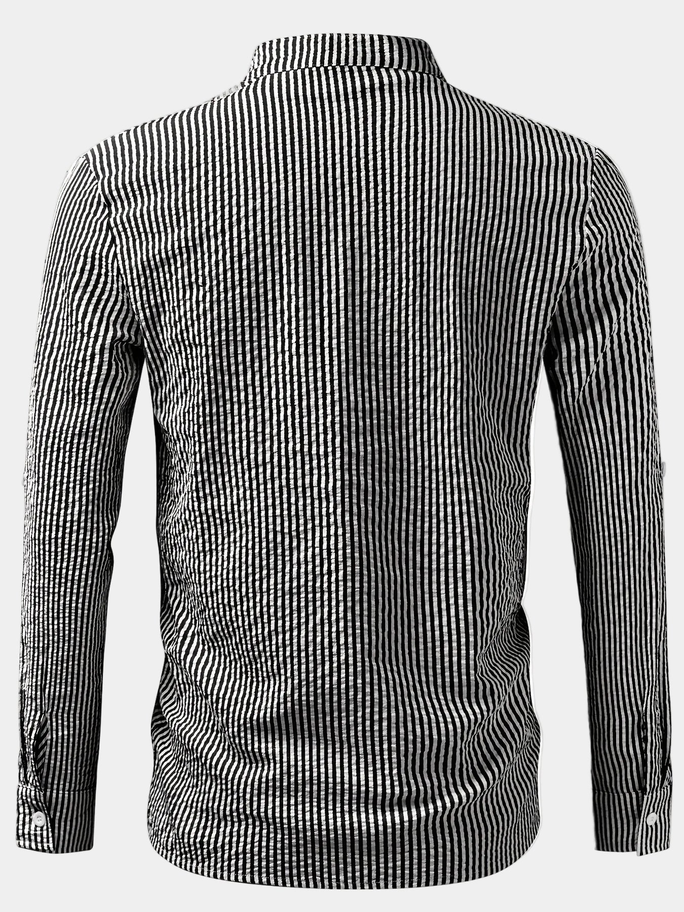 Men's Striped Mandarin Collar Shirt