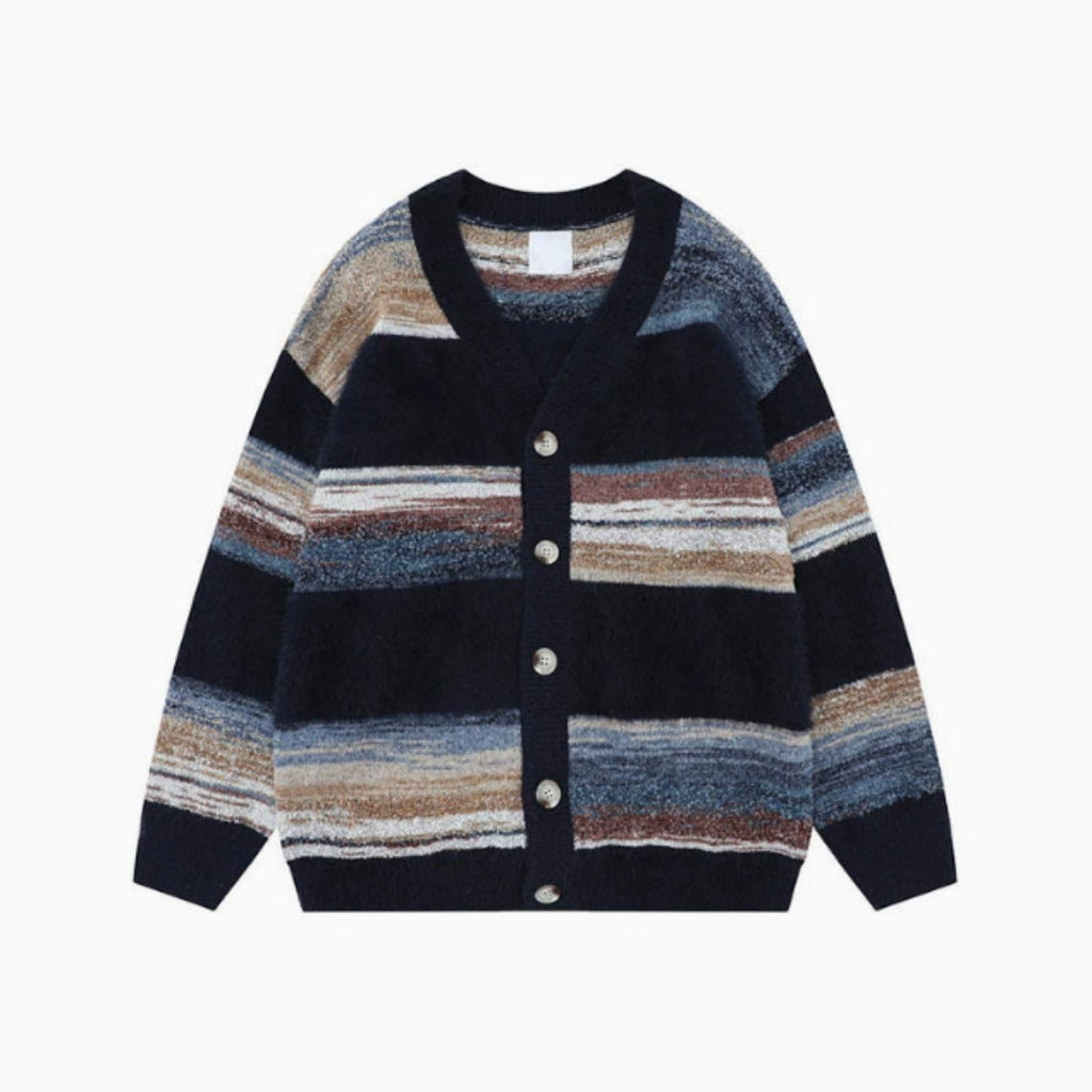 Men's Striped Knit Cardigan