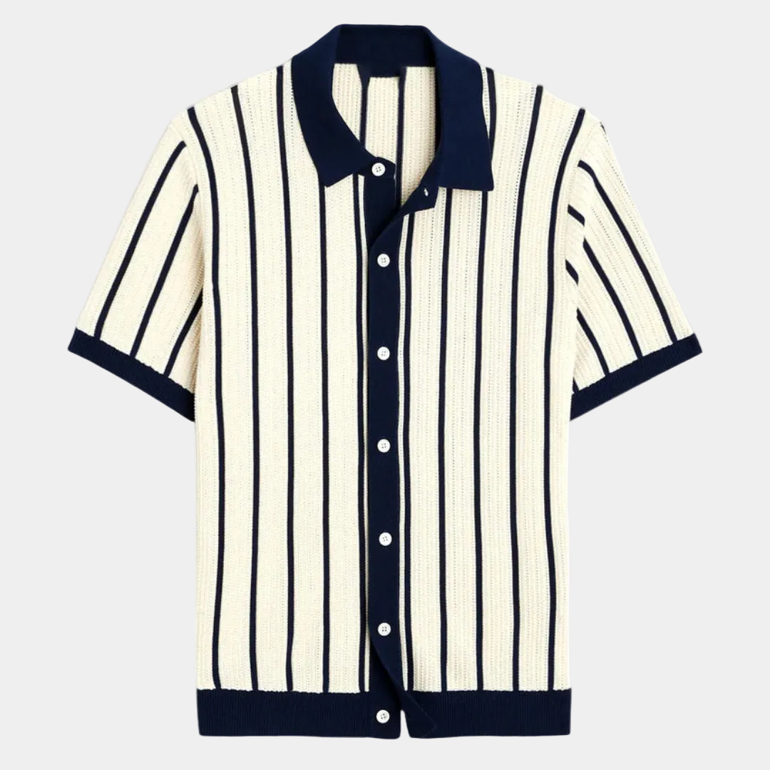 Men's Striped Polo Shirt and Trouser Set