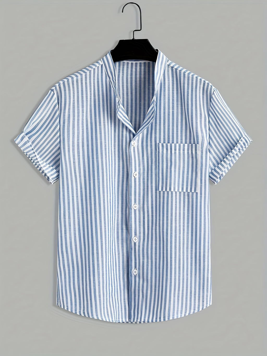 Men's Striped Mandarin Shirt