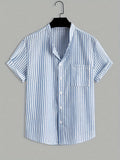 Men's Striped Mandarin Shirt