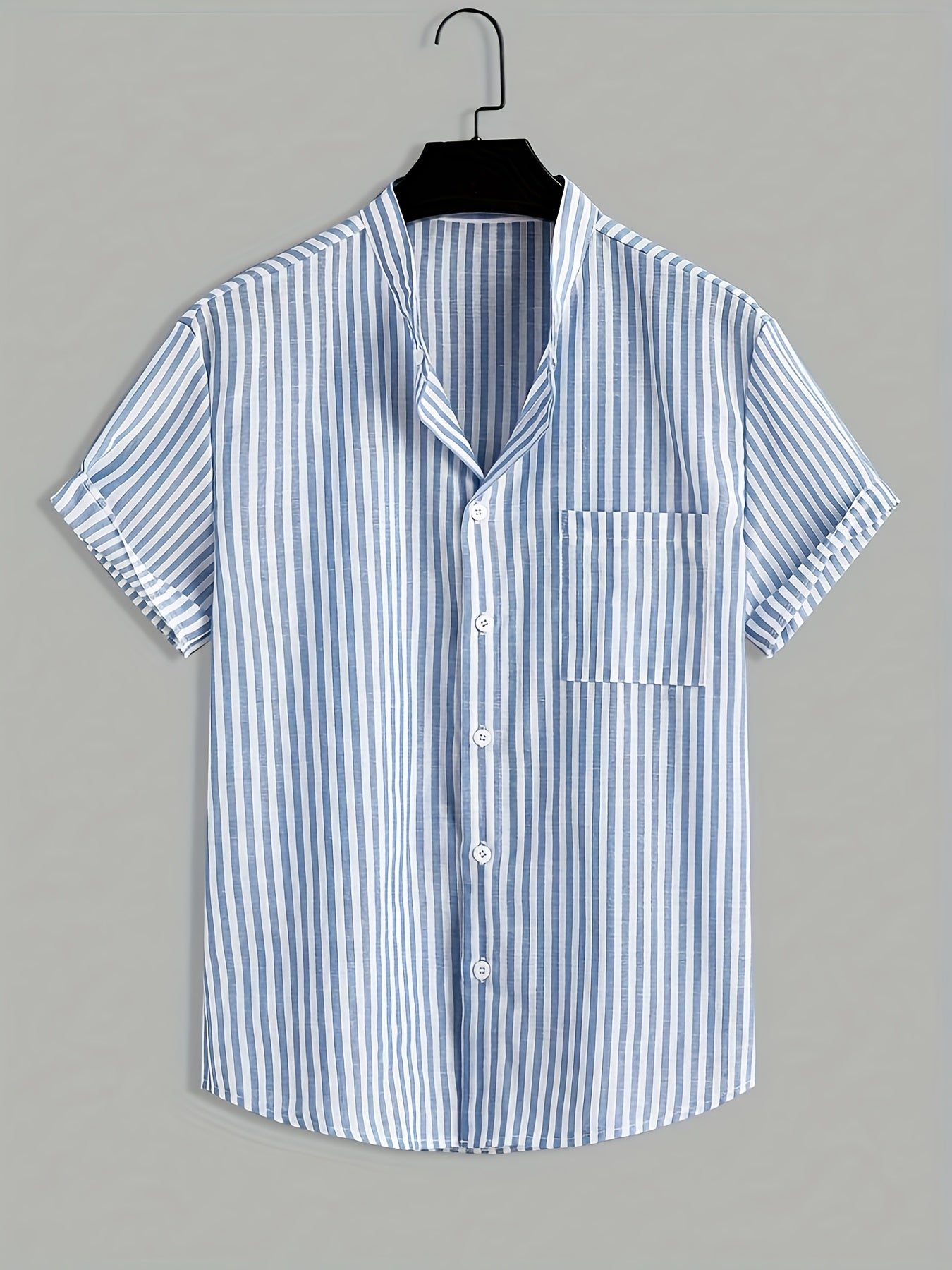 Men's Striped Mandarin Shirt