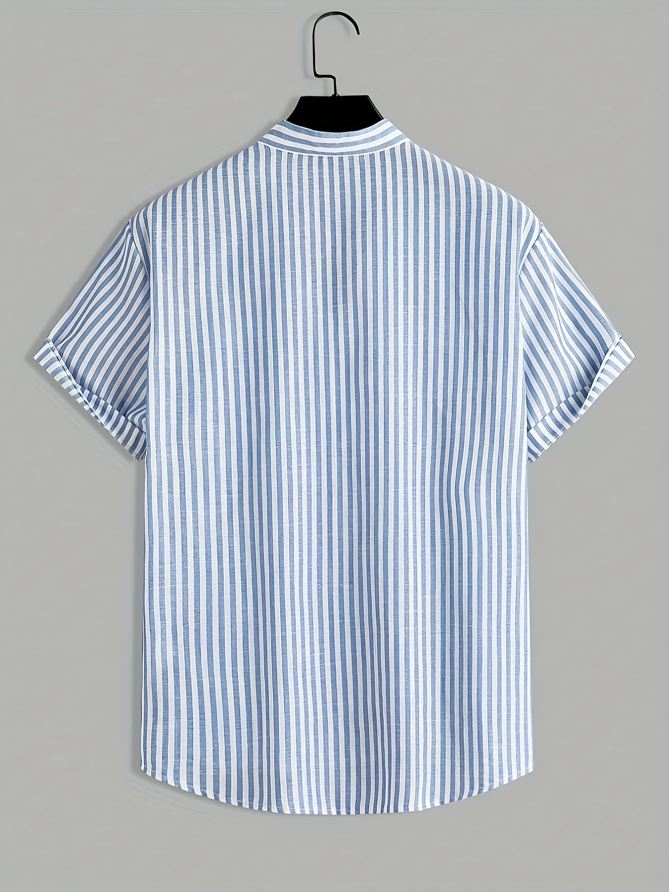 Men's Striped Mandarin Shirt