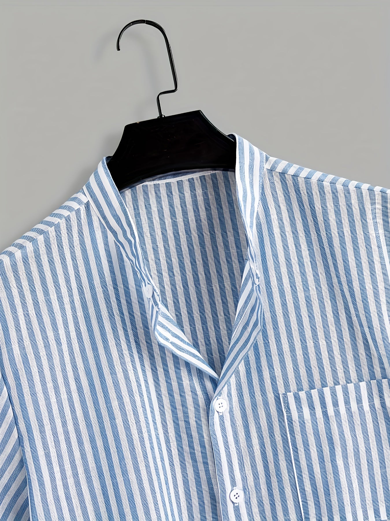 Men's Striped Mandarin Shirt