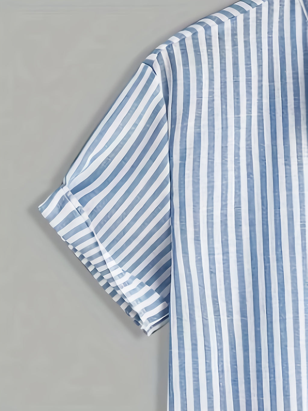 Men's Striped Mandarin Shirt
