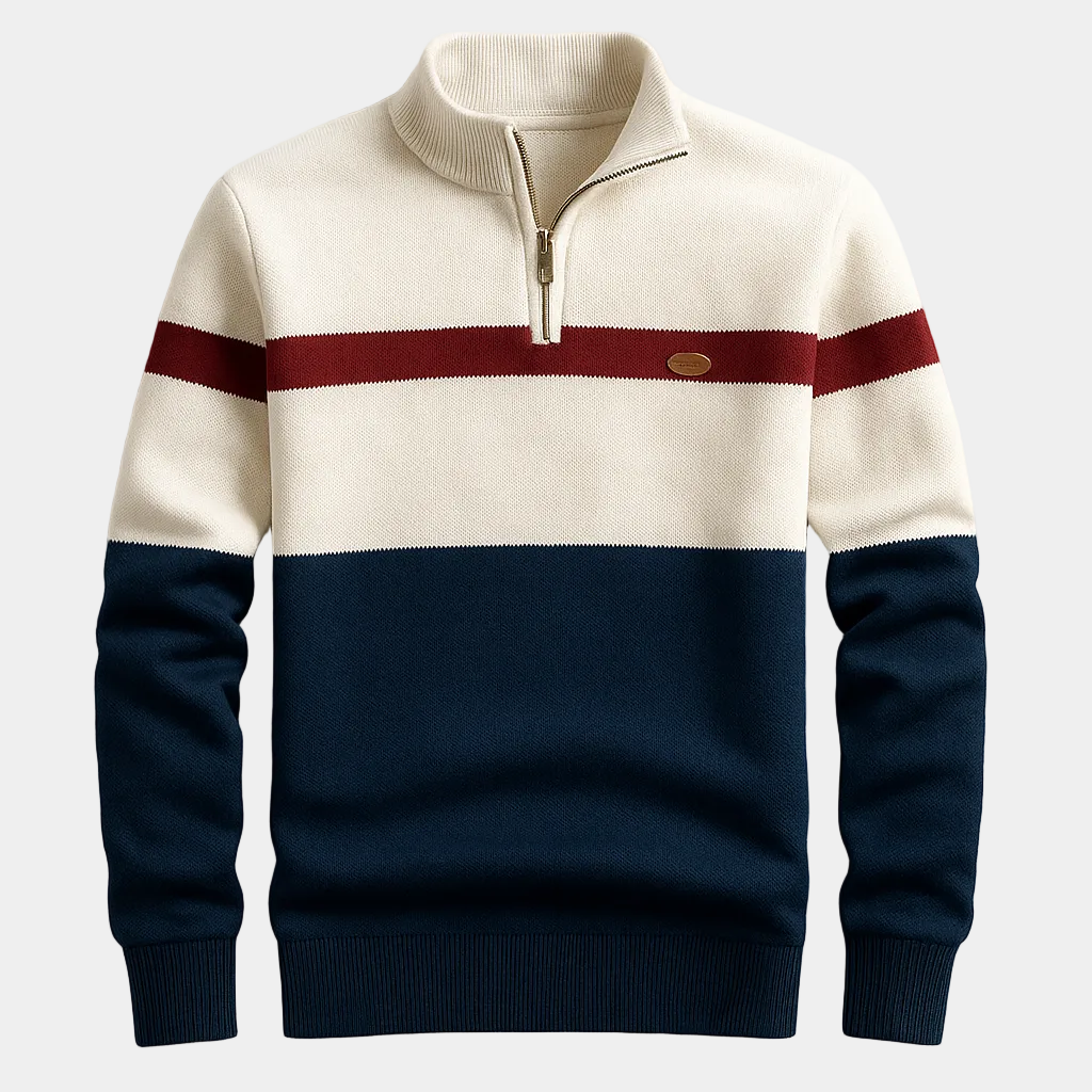 Men's Striped Quarter-Zip Jumper