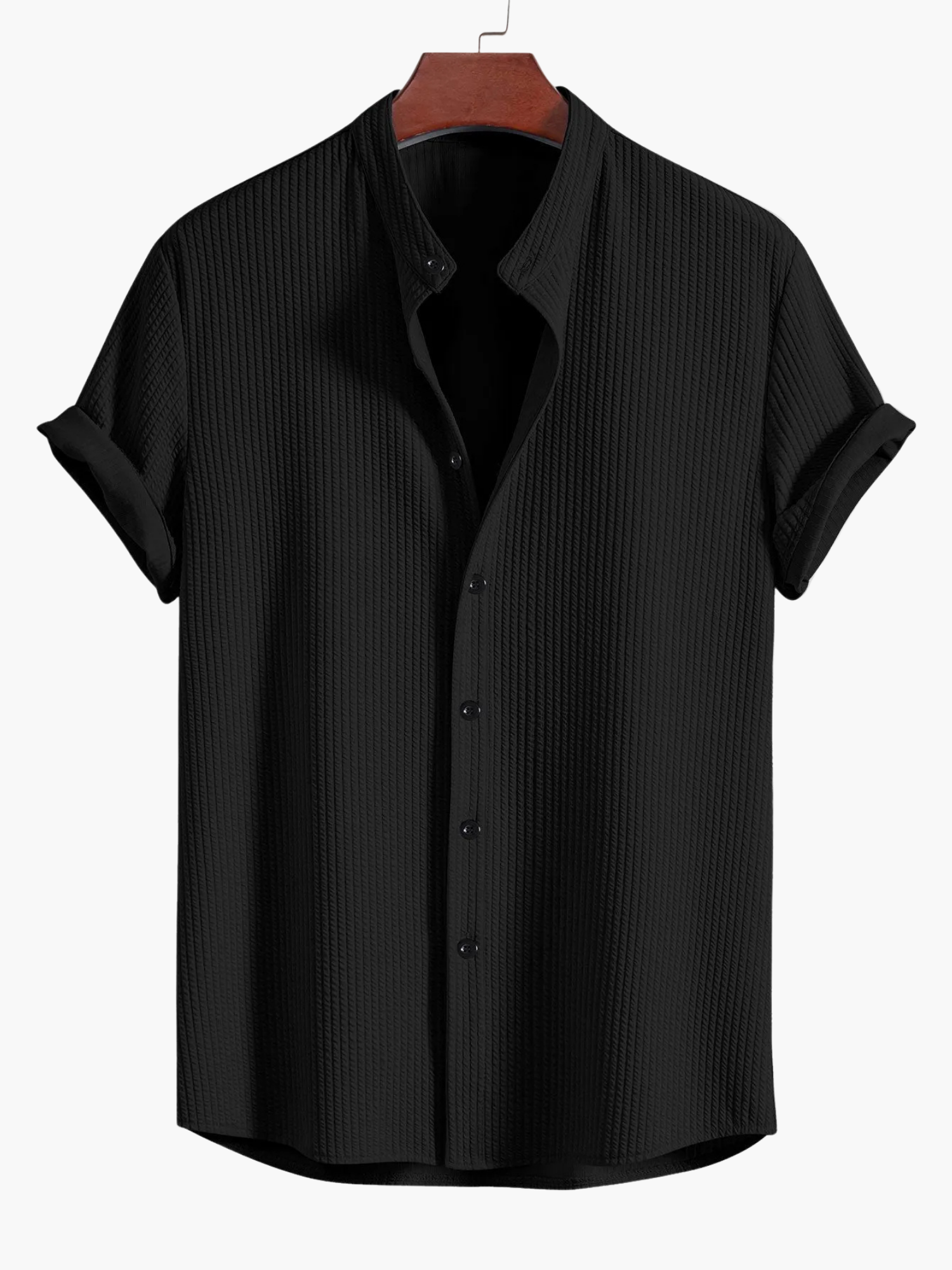 Men's Textured Band Collar Shirt and Trousers Set