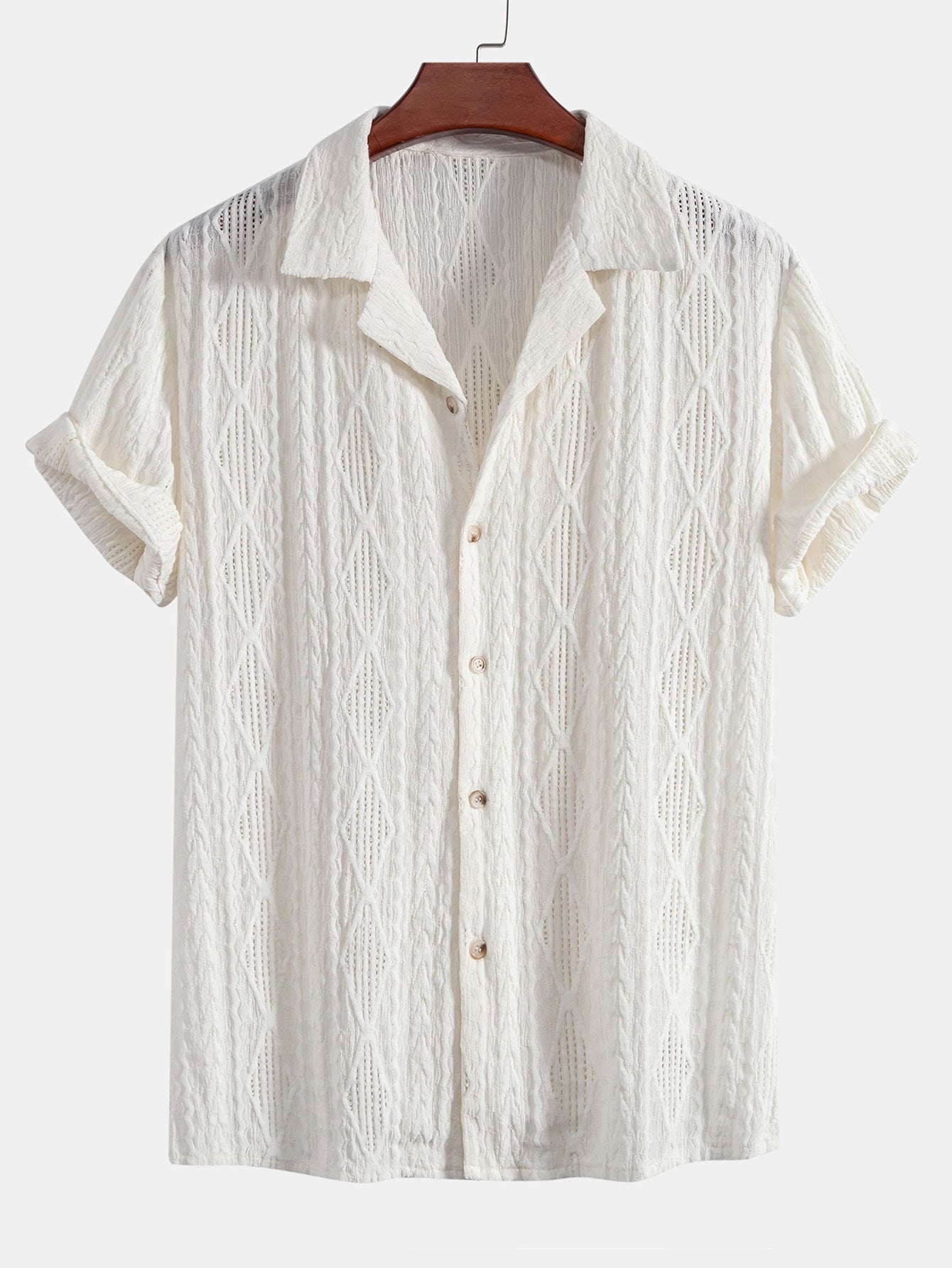 Men's Textured Button-Up Shirt