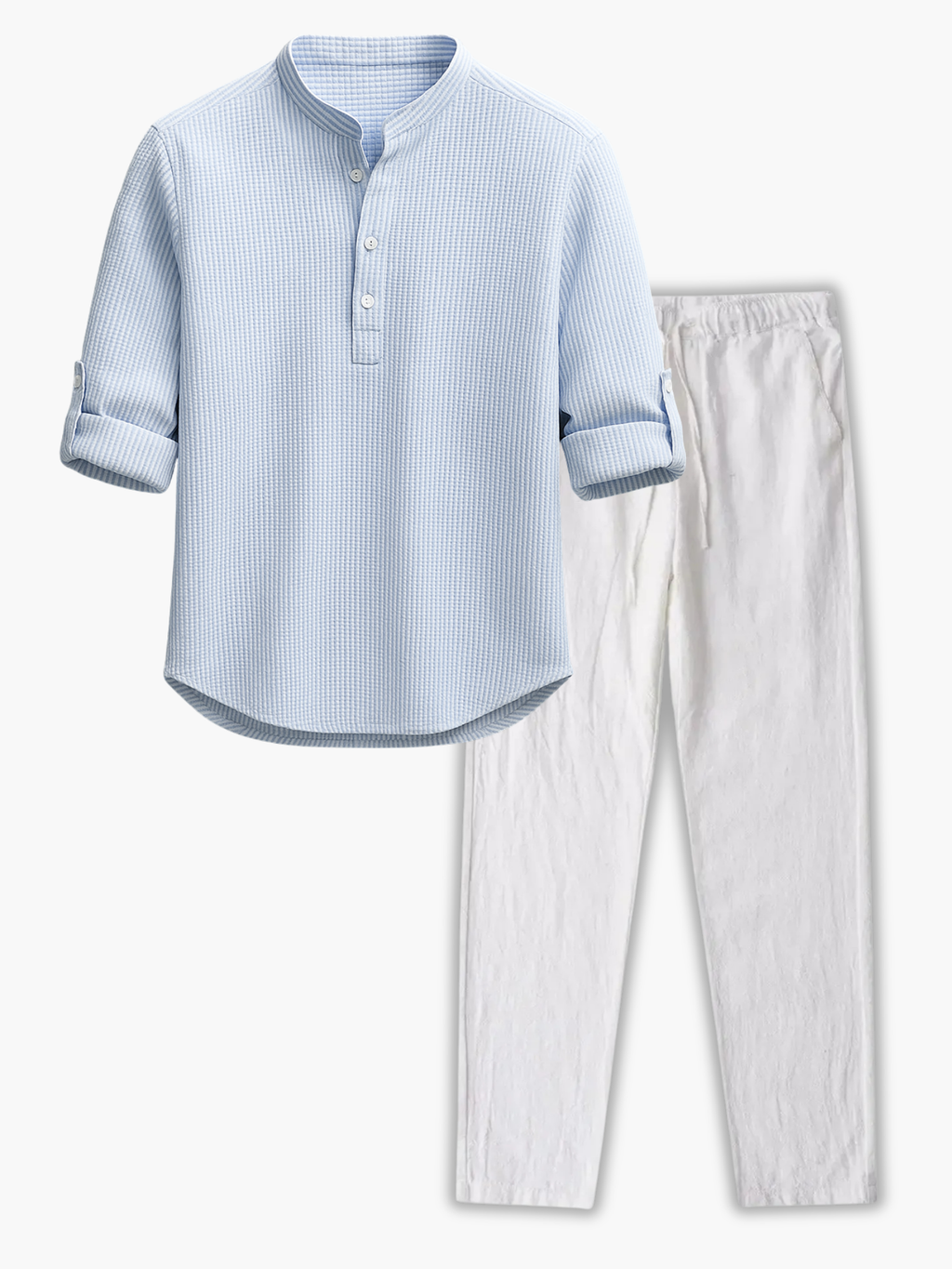 Men's Textured Collar Shirt and Trousers Set