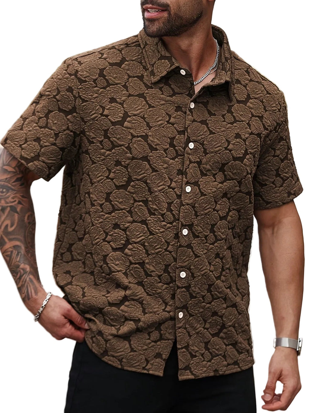 Men's Textured Floral Shirt