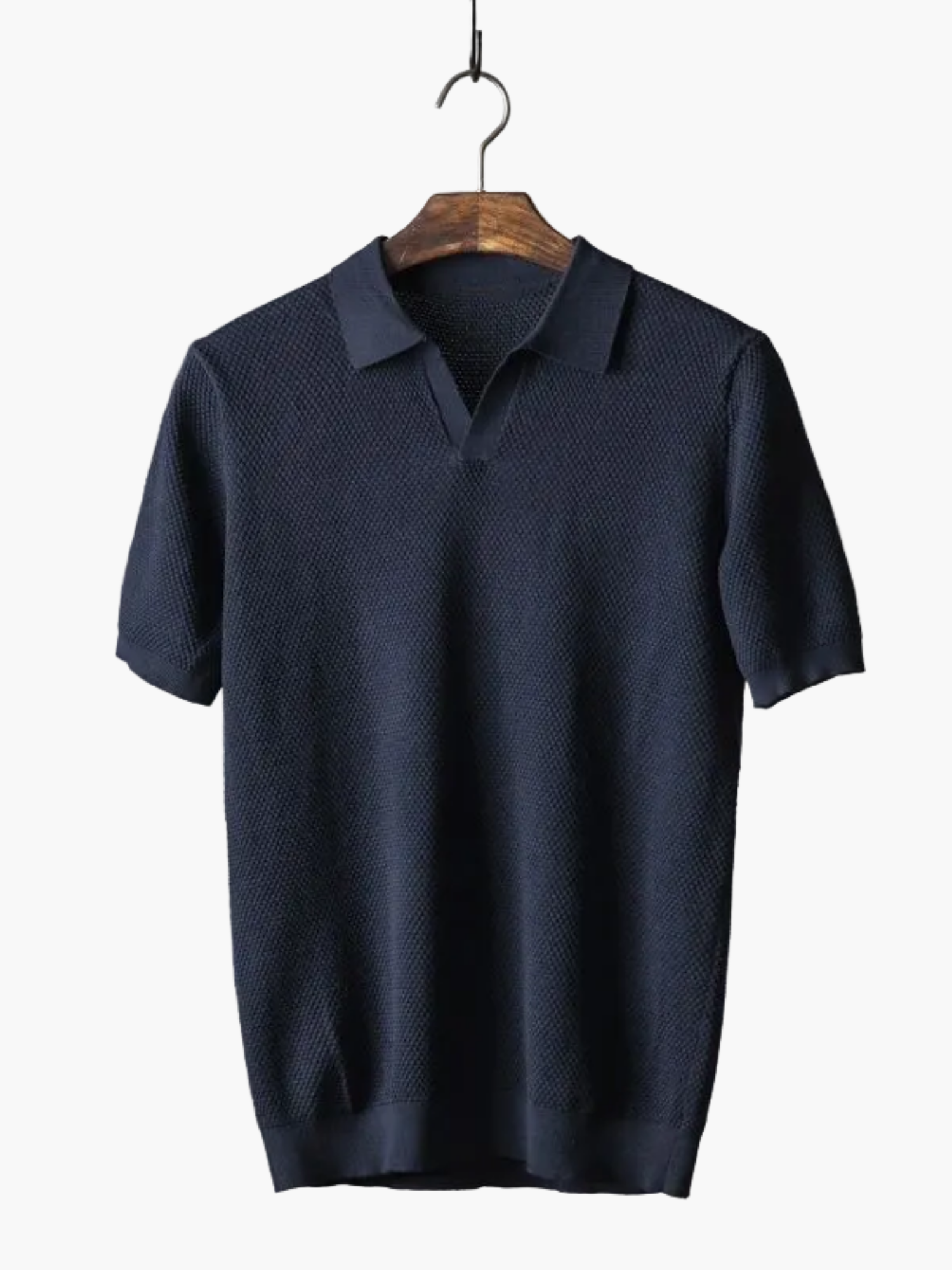 Men's Textured Knit Polo and Trousers Set