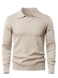 Men's Textured Knit Polo Jumper