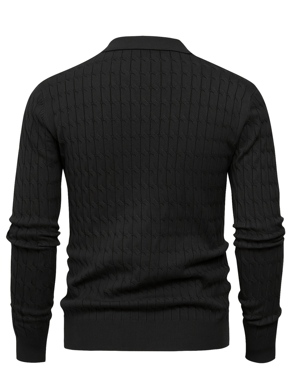 Men's Textured Knit Polo Jumper