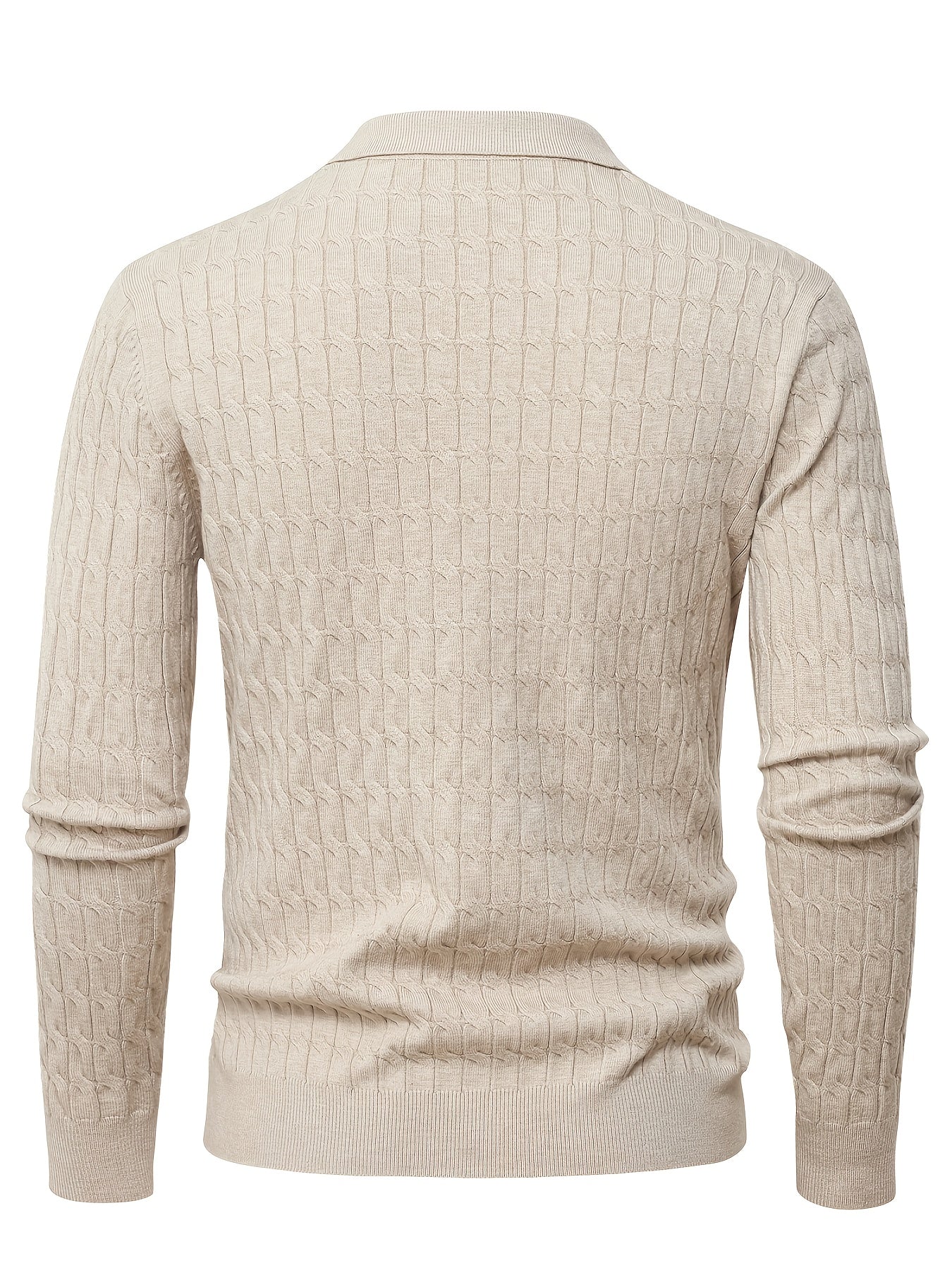 Men's Textured Knit Polo Jumper
