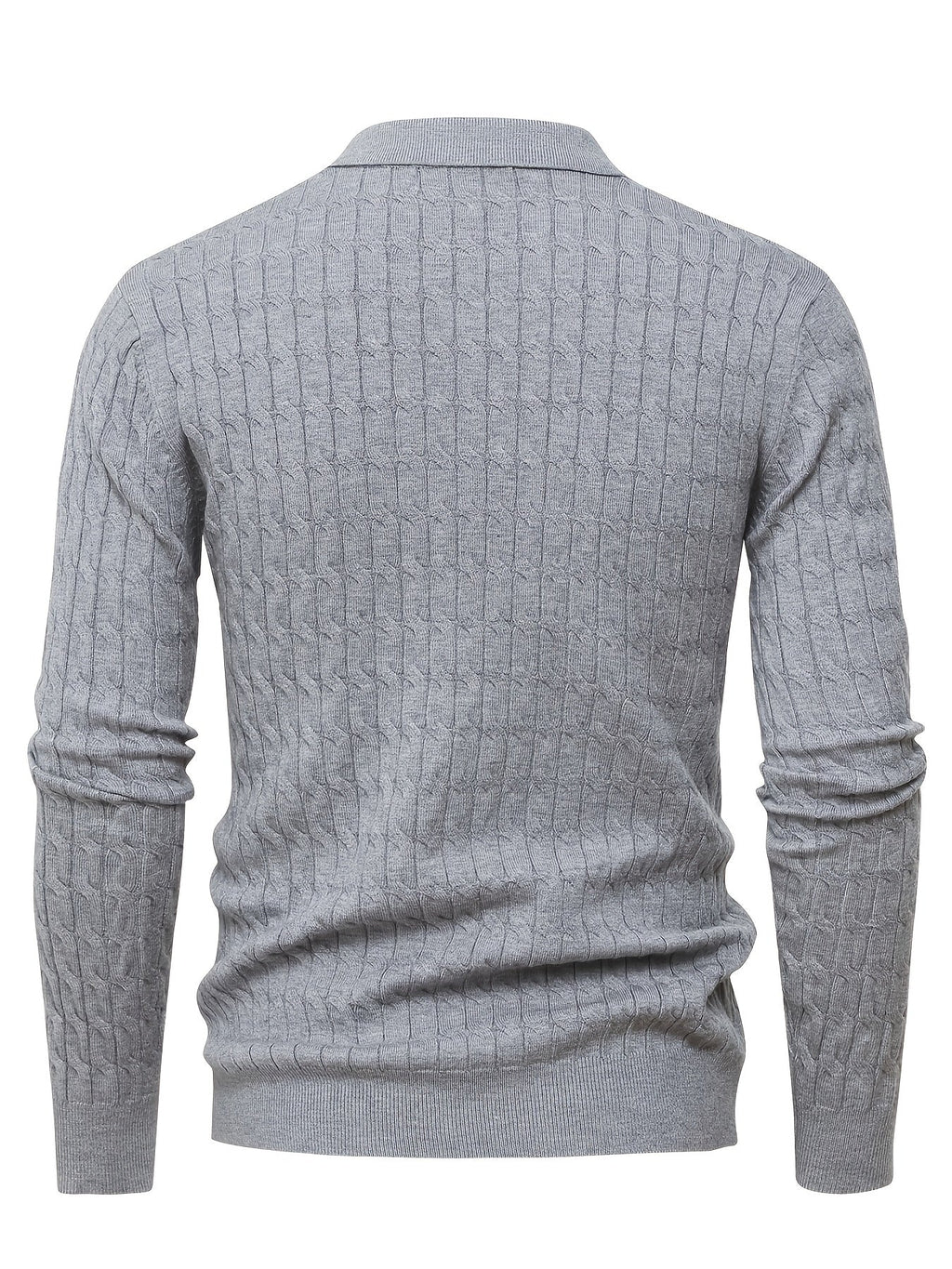 Men's Textured Knit Polo Jumper