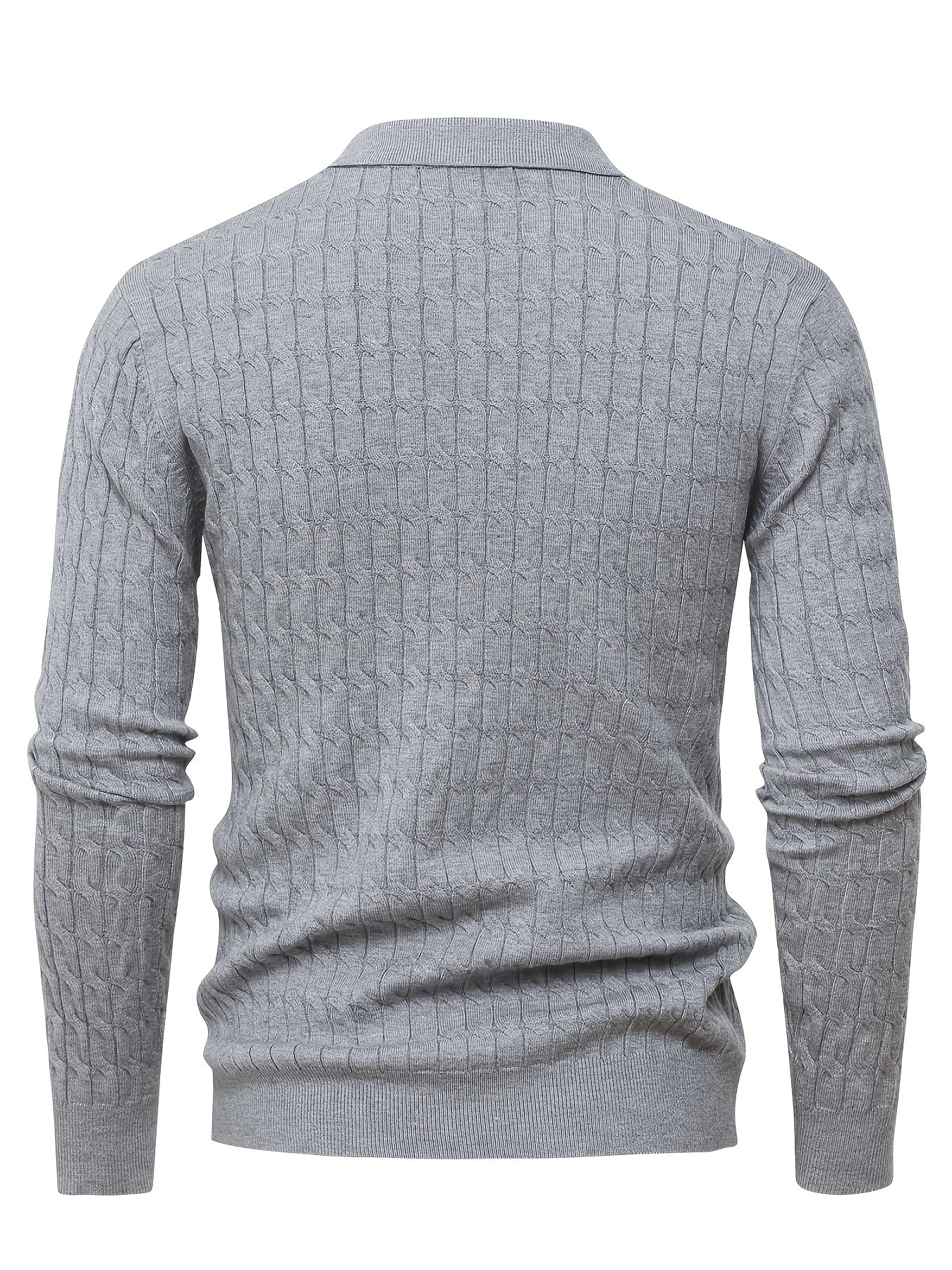 Men's Textured Knit Polo Jumper