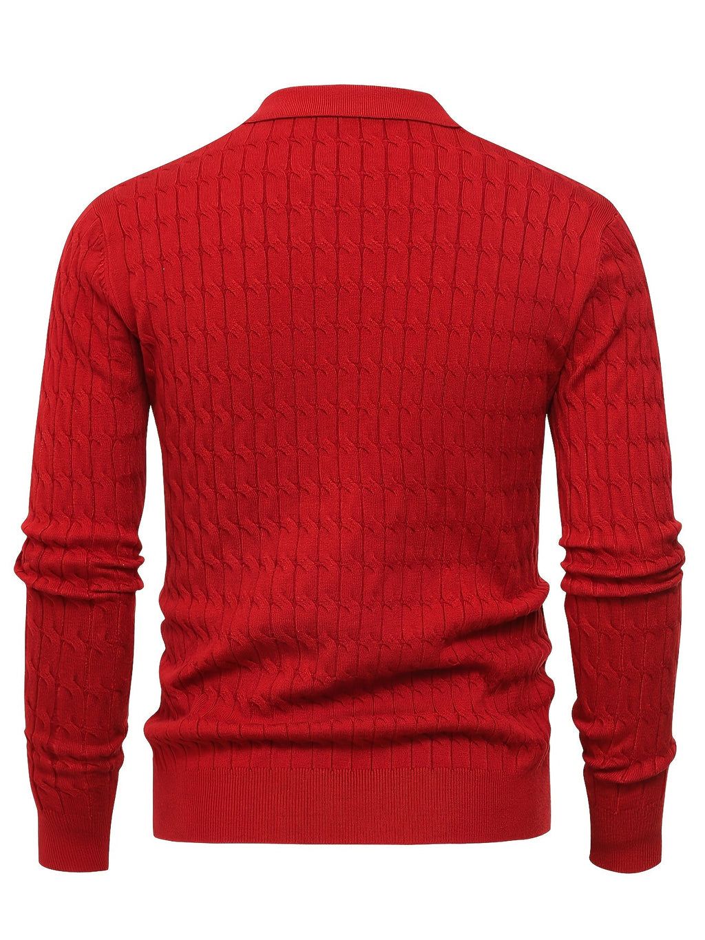 Men's Textured Knit Polo Jumper
