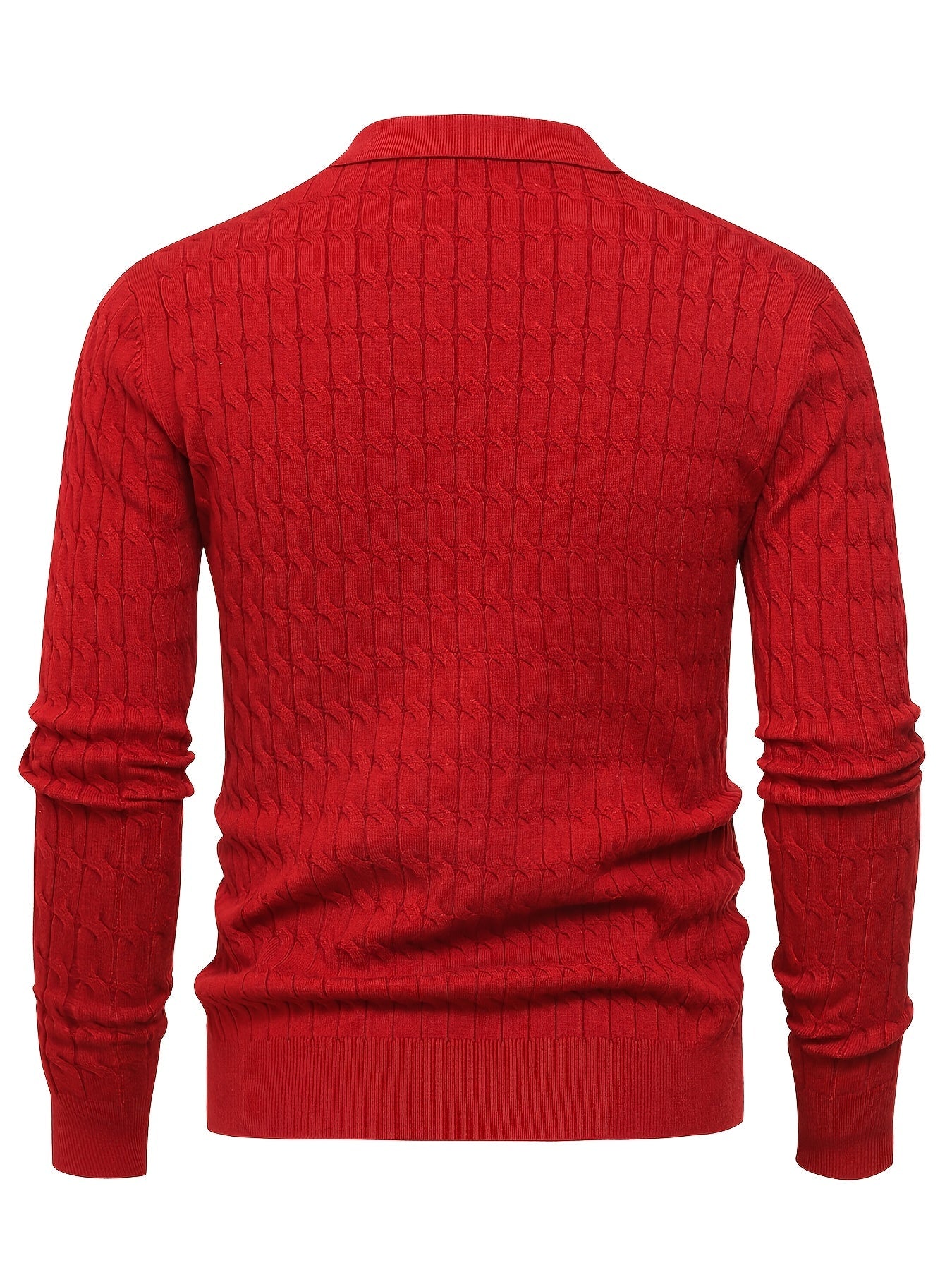 Men's Textured Knit Polo Jumper