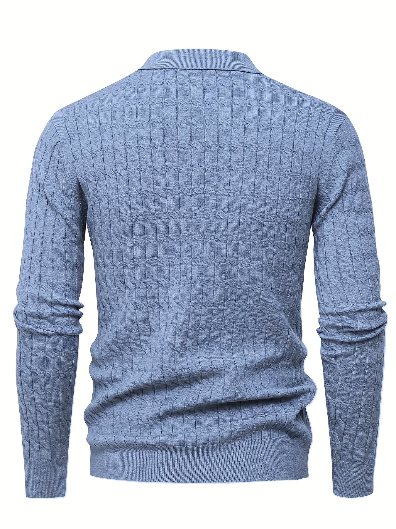 Men's Textured Knit Polo Jumper