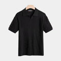 Men's Textured Open Collar Polo Shirt