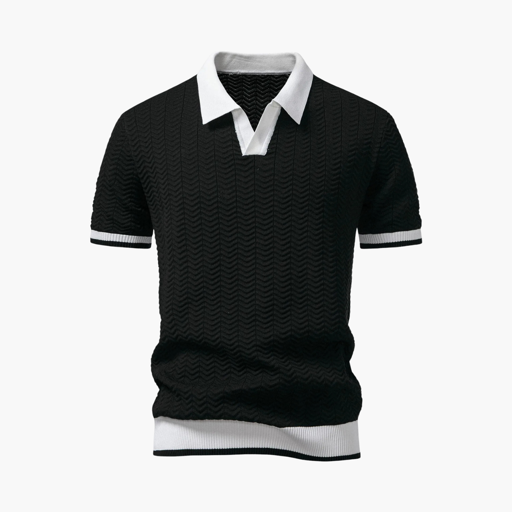 Men's Textured Polo and Cargo Shorts Set