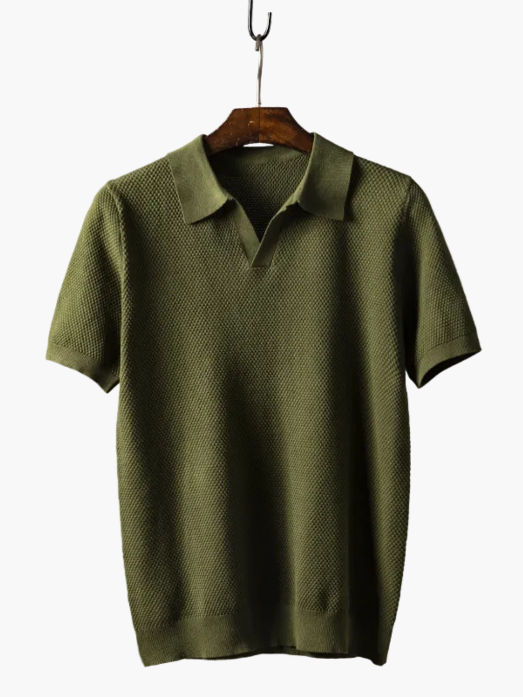 Men's Textured Polo and Drawstring Trousers Set