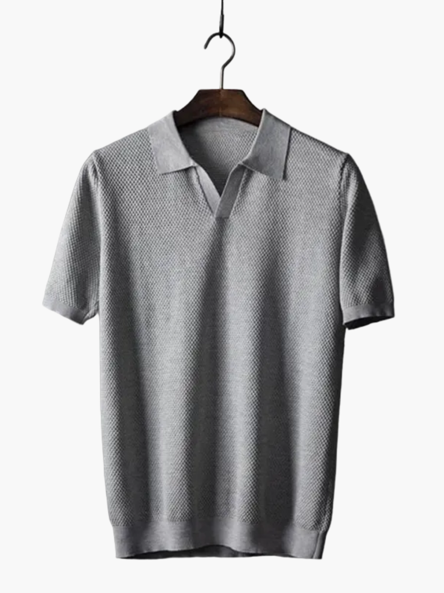 Men's Textured Polo and Drawstring Trousers Set