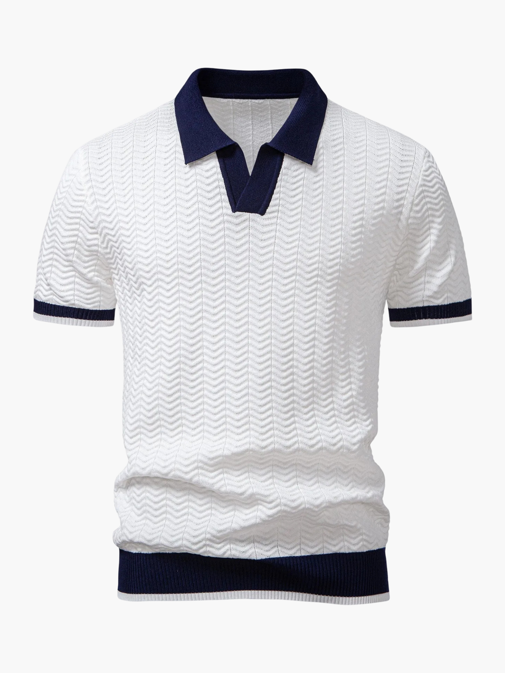 Men's Textured Polo and Trousers Set
