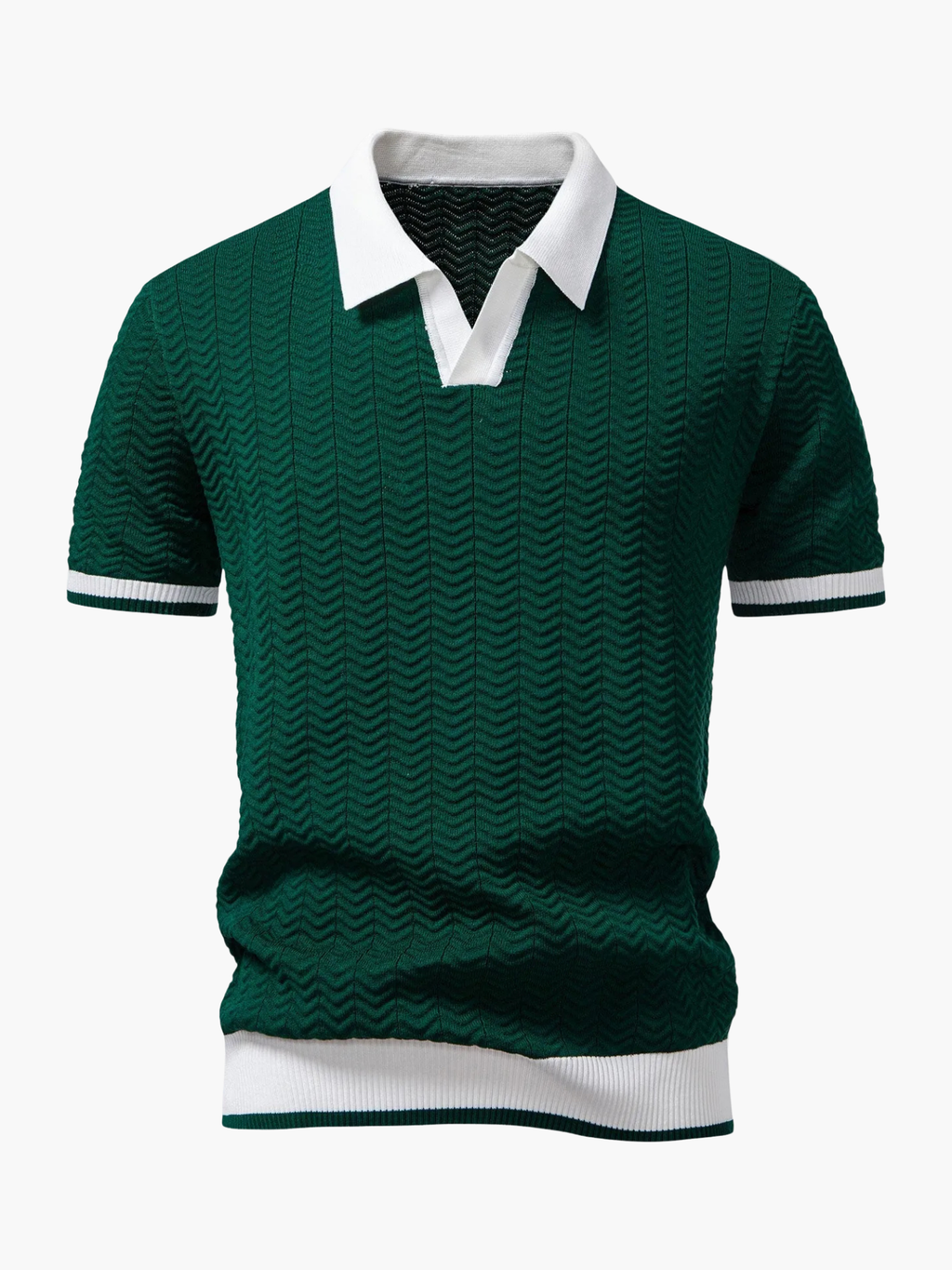 Men's Textured Polo and Trousers Set