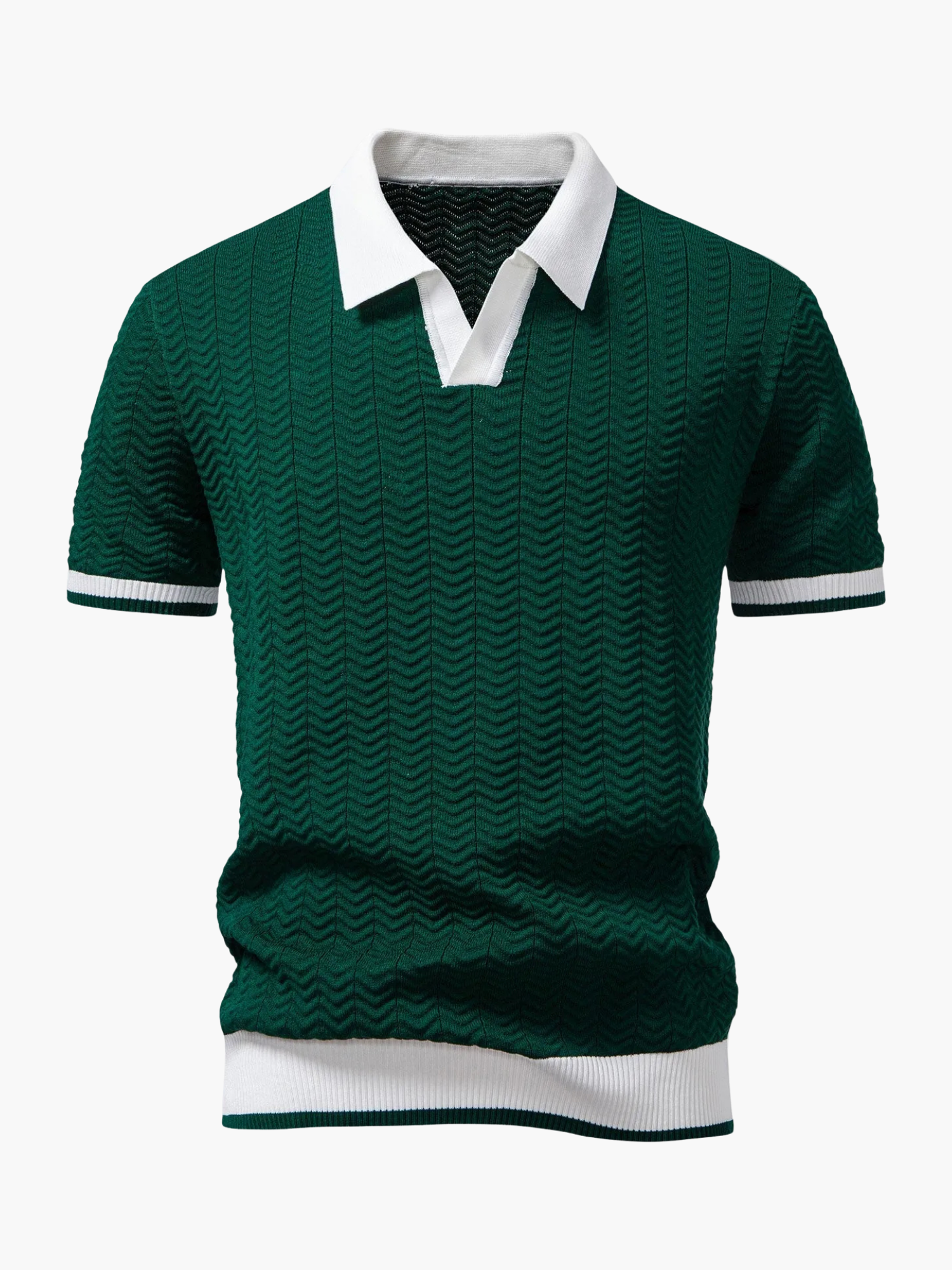 Men's Textured Polo and Trousers Set