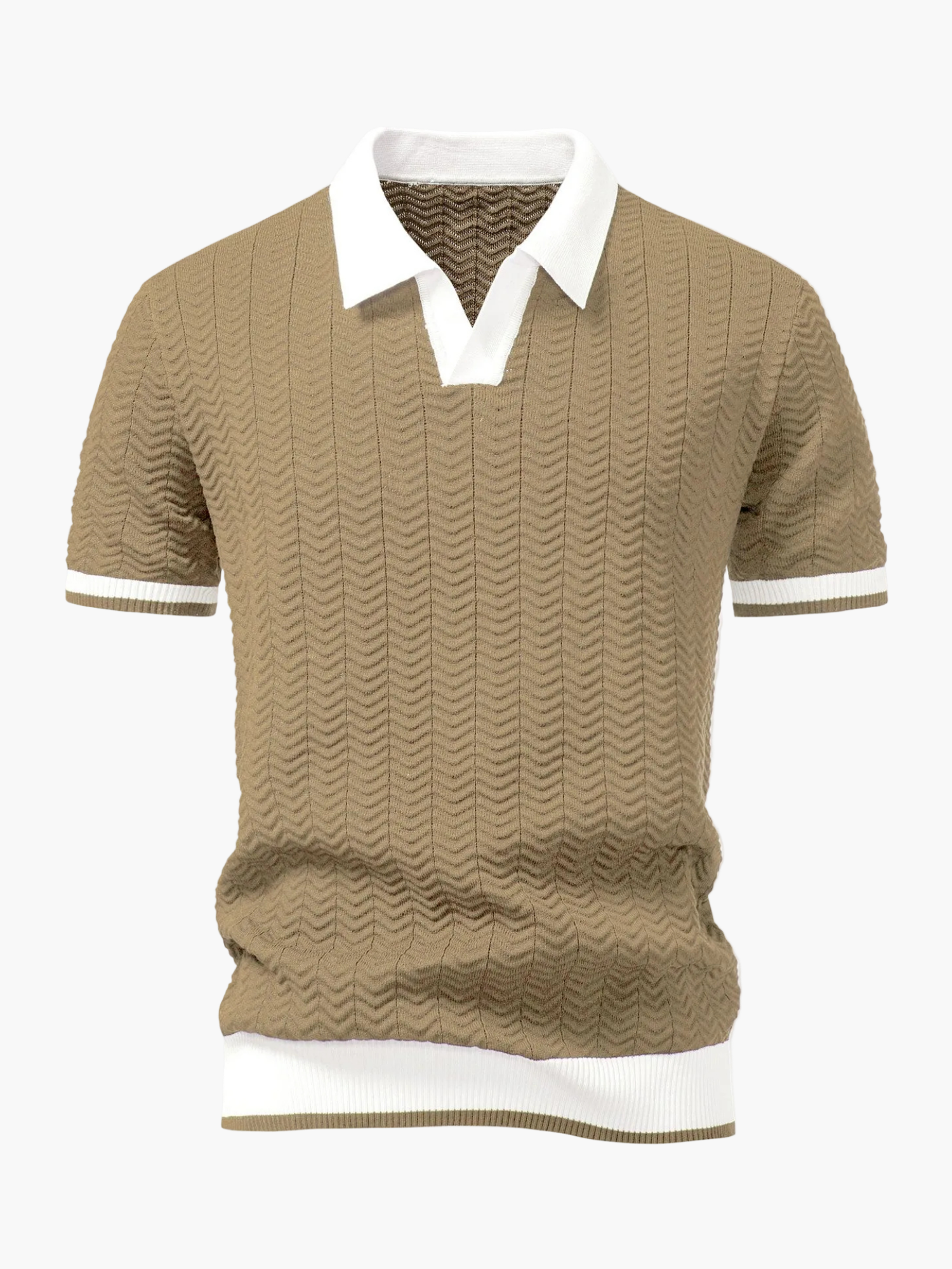 Men's Textured Polo and Trousers Set