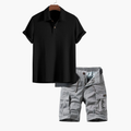 Men's Textured Polo Shorts Set