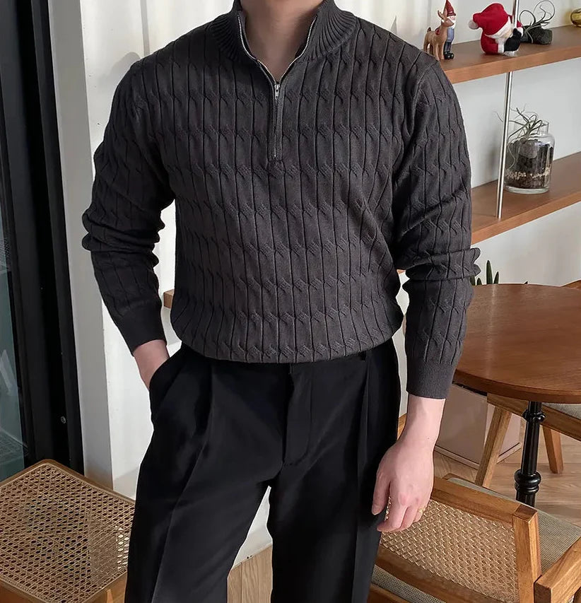 Men's Textured Quarter-Zip Jumper