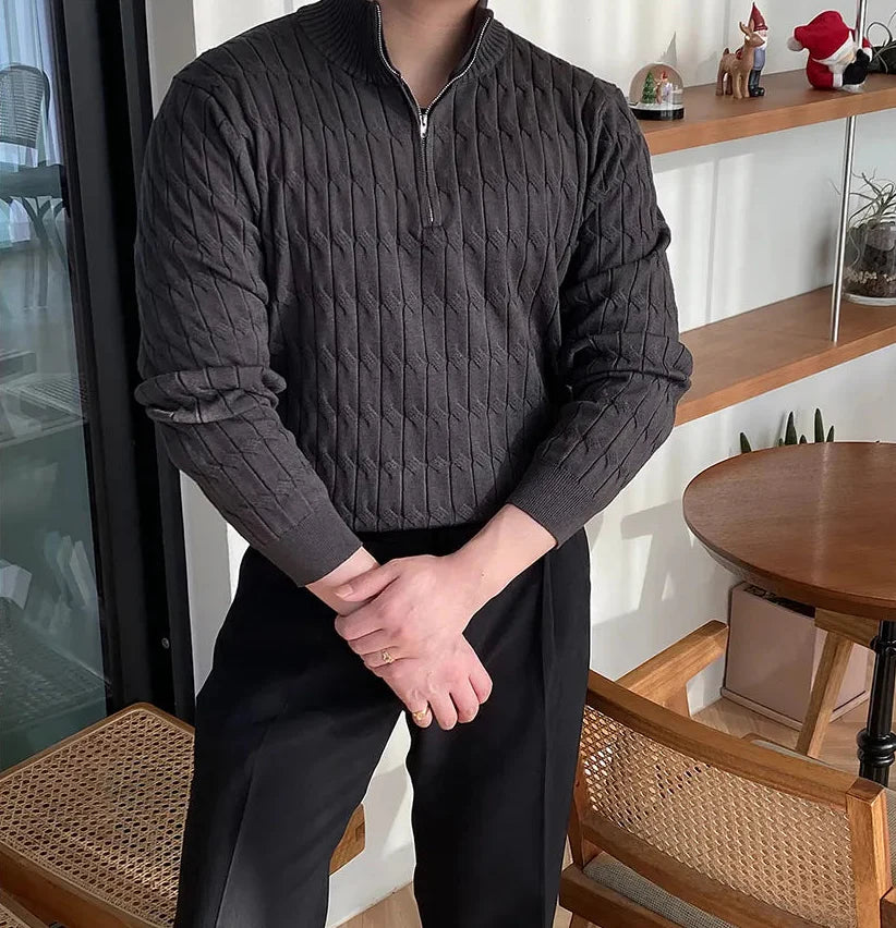 Men's Textured Quarter-Zip Jumper