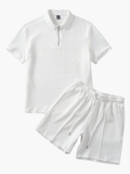 Men's Textured Quarter-Zip Polo Set