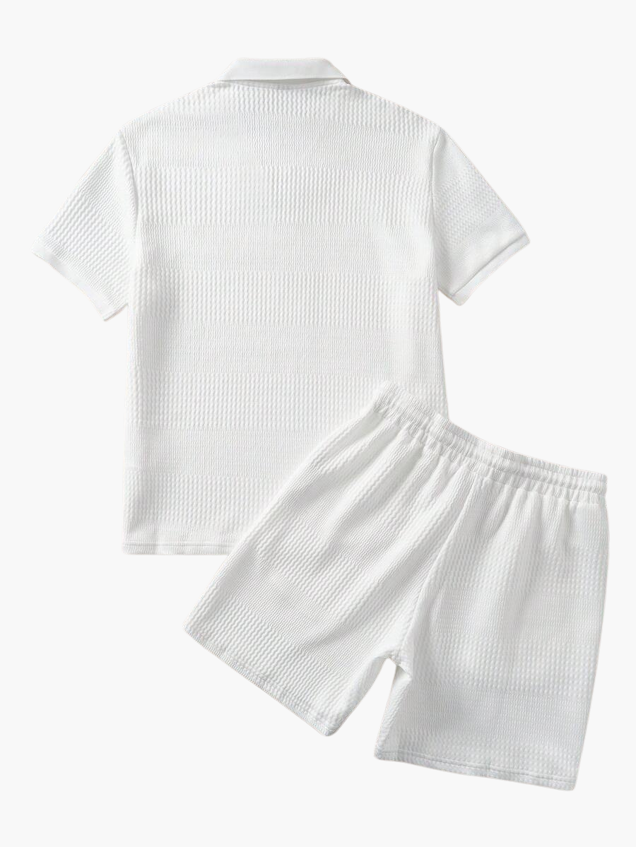 Men's Textured Quarter-Zip Polo Set