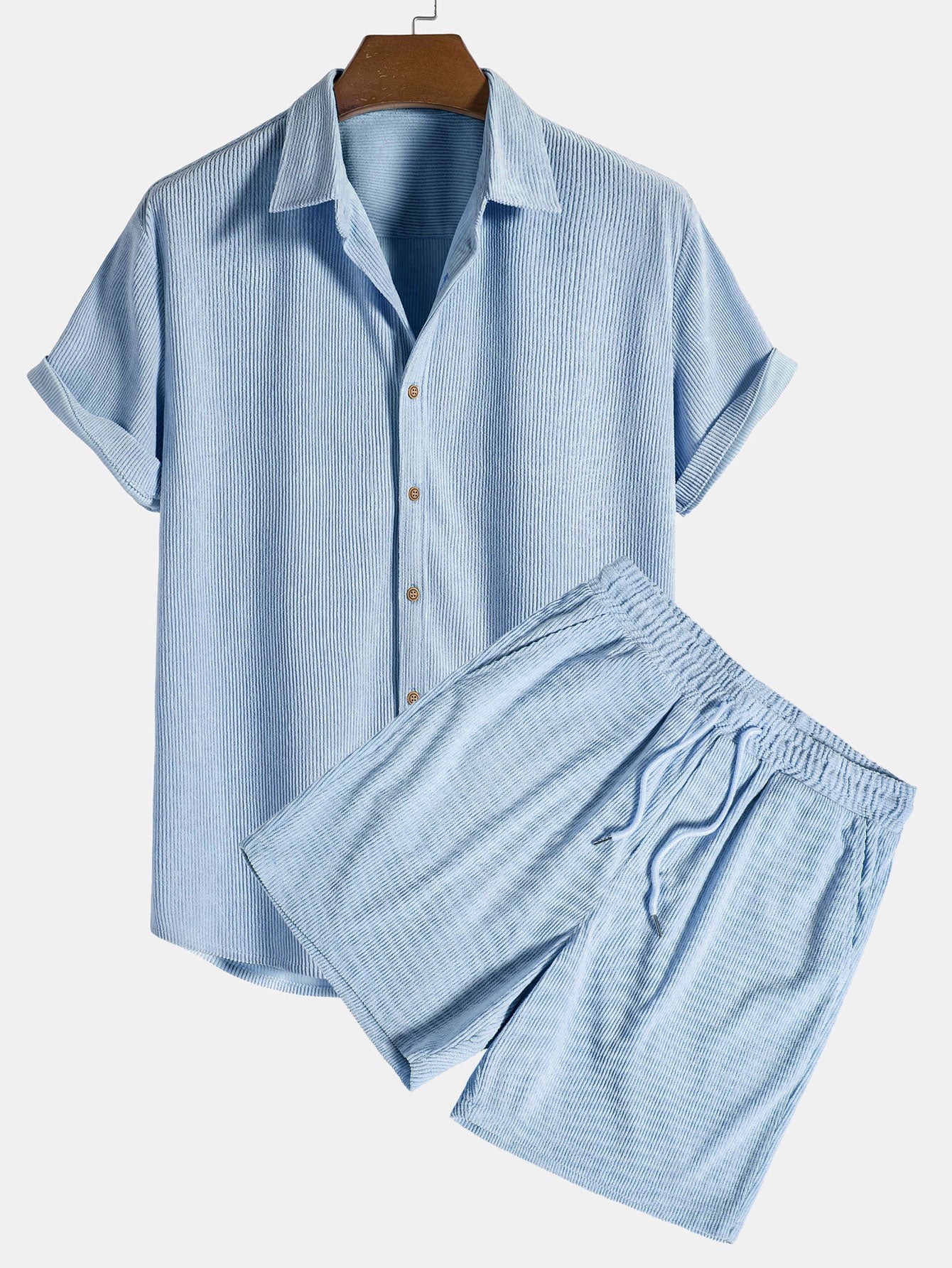 Men's Textured Shirt and Shorts Set